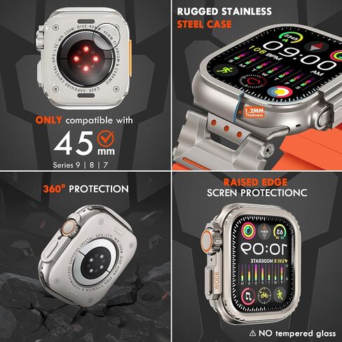 Rugged Strap for Apple Watch Ultra 2/Ultra Band 49mm with Stainless Steel Case, Armor TPU Sport Bands for iWatch Ultra2/1 with Metal Connector, Waterproof Wristband for Apple Watch Men Black/Gray in Saudi Arabia