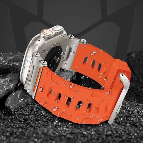 Rugged Strap for Apple Watch Ultra 2/Ultra Band 49mm with Stainless Steel Case, Armor TPU Sport Bands for iWatch Ultra2/1 with Metal Connector, Waterproof Wristband for Apple Watch Men Black/Gray in Saudi Arabia