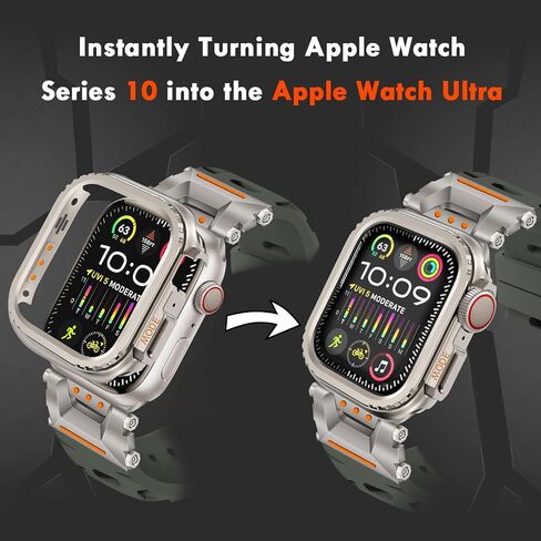 حزام متين لساعة Apple Watch Ultra 2/Ultra Band 49 ملم مع هيكل من الفولاذ المقاوم للصدأ، وأساور رياضية مدرعة من مادة TPU لساعة iWatch Ultra2/1 مع موصل معدني، وسوار معصم مقاوم للماء لساعة Apple Watch للرجال باللون الأسود/الرمادي in Kuwait