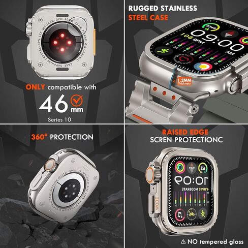 حزام متين لساعة Apple Watch Ultra 2/Ultra Band 49 ملم مع هيكل من الفولاذ المقاوم للصدأ، وأساور رياضية مدرعة من مادة TPU لساعة iWatch Ultra2/1 مع موصل معدني، وسوار معصم مقاوم للماء لساعة Apple Watch للرجال باللون الأسود/الرمادي in Kuwait