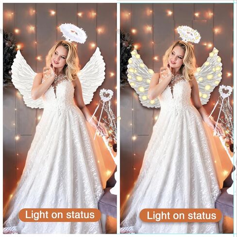 SunnyLisa Angel Wings - Angel Costume for Woman Girls, Light Up Angel Wings and Halo & Wand, Halloween LED Angel Costume Set in Saudi Arabia