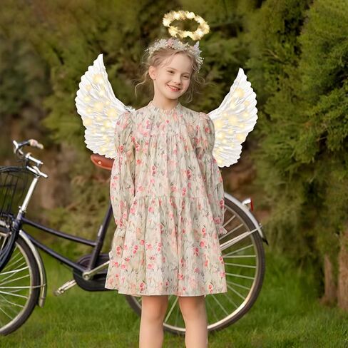 SunnyLisa Angel Wings - Angel Costume for Woman Girls, Light Up Angel Wings and Halo & Wand, Halloween LED Angel Costume Set in Saudi Arabia