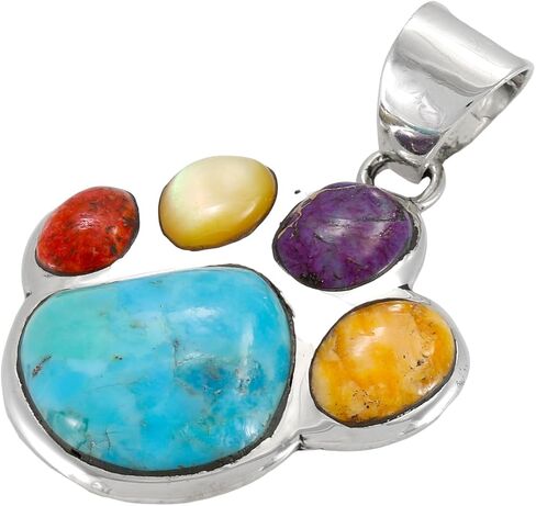 قلادة بدلاية على شكل مخلب كلب من الفضة الإسترليني عيار 925 مع حجر فيروزي أصلي وأحجار كريمة in Kuwait