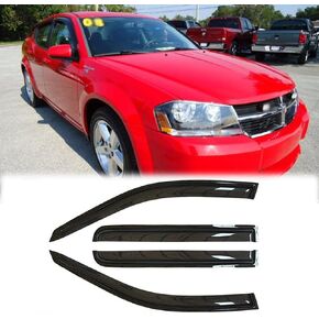 94065 Sunproof Waterproof Side Window Wind Deflector, 4pcs Tape On Protective Replacements Rain Guards, Window Visors fit for 2008-2014 Dodge Avenger