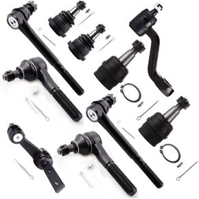 10pc Set RWD Front Suspension Kit Inner Outer Tie Rod End Lower Ball Joint Upper Ball Joint Pitman Arm Idler Arm Replacement for 1997-1999 for Dodge Ram 1500