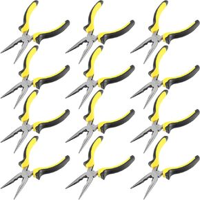 12 Pack 6 Inches Needle Nose Pliers with Wire Cutter and Spring, Non-Slip and Comfortable Handle Design for Bending Wire, Handcraft, Electronic Product Repair