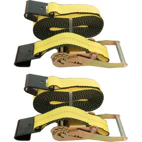 2" x30' Flat Hook Strap with Ratchet - Heavy Duty Cargo Tie Down - WLL 3330LB - 10,000 lb Break Strength (2 Pack)