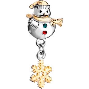 GMXLin Christmas Snowman Snowflake Charm for Pandora Bracelets Dangle Bead for Women Mom Grandma Sister