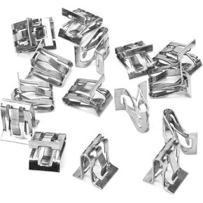 UGSHY 15 PCS Car Center Console Instrument Panel Interior Panel Metal Buckle, A-Pillar U-Shaped Decorative Fastener Scuff Plate Clip, Lift Gate Trim Finish Panel, Universal Car Accessories (Silver)