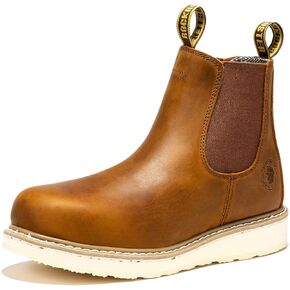 ROCKROOSTER Capitola Steel Toe Slip On Work Boots for Men, 6" Chelsea Wedge Work Boots, Traction Lug Rubber Outsole, 100% Leather, Anti-Fatigue, Breathable, ASTM F2413-18 M/I/C EH, SAP101ST, SAP102ST