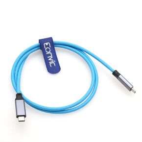 Eonvic USB C to USB C 3.1 Braided Coiled Cable GEN 2 10 Gb/s 100W Charging Cable for iPhone 15 Pro Max Plus Samsung Galaxy Tablets Laptops (Blue, USBC-USBC)