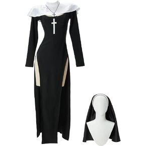 MEOWCOS Women's Nun Costume Classic Halloween Cosplay Costume