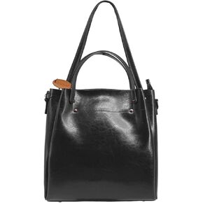 Medium Genuine Leather Tote Bag for Women,Casual Hobo and Spacious Bucket Shoulder Bag