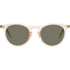 Christopher Cloos - Paloma Champagne - Round Polarized Sunglasses for Men & Women with Case - Trendy Sun UV Protection Glasses - Unisex
