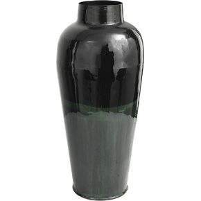 Deco 79 Metal Abstract Decorative Vase Colorblock Centerpiece Vase with Paint Streak Designs, Flower Vase for Home Decoration 10" x 10" x 23", Green