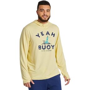 Life is Good. Men's Yeah Buoy LS Hoodie Active Tee, Sandy Yellow, X-Large
