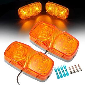 Oyviny 2PCS Double Bullseye RV Marker LED Lights DOT Certified, 4" x 2" Amber Side Marker Clearance Lights SMD LEDs IP67 Waterproof Surface Mount Tiger Eye Clearance Light for 12V Trailer Truck Camper