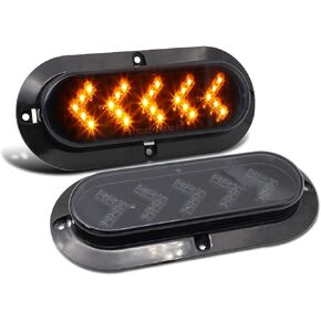 Meerkatt 2Pcs 6" Oval Arrow Turn Signal Lights Truck Trailer Amber 25LED Surface Mount Smoke Lens Waterproof Sealed Led Marker Clearance Lights Indicators Flange Mount 12V