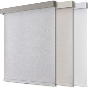 Joydeco 100% Blackout Roller Shades (Pro), Free-Stop Cordless Blinds for Windows, UV Protection, Natural Woven Blinds for Home and Office, Light-Proof Aluminum Cover (35" W x 75" H, Light Grey)