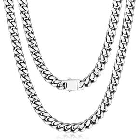 قلادة سلسلة كوبية من الفولاذ المقاوم للصدأ للرجال، سلاسل كبح مطلية بالذهب الحقيقي/الأسود، عرض 5/7/9/11 مم، طول 18 بوصة - 30 بوصة هدية مجوهرات هيب هوب، إرسال صندوق هدايا in Kuwait