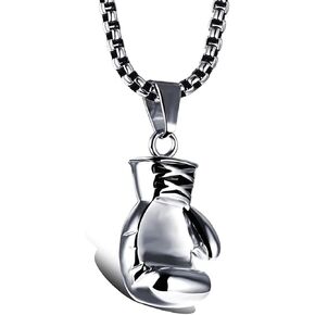 Boxing Necklace for Men Stainless Steel Glove Pendant Gloves Chain Jewelry Charm Boxing Glove Pendant Necklace for Men Punk Style Boxing Glove Chain