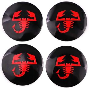 4X 2.2" Wheel Hub Caps Centre Cover for Abarth Scorpion Logo Circular arc form 3D stereo Aluminum Alloy Waterproof Emblem Badge Stickers for Fiat Abarth Punto 124/125/125/500 Stilo Ducatoo (Black+Red)