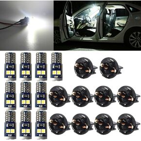 10 PCS Car T10 LED Instrument Light Set with Twist Lock Socket, 3030-6smd Decoding High Brightness Reading License Plate Light, Universal 194 168 Interior Bulb Replacement(White)