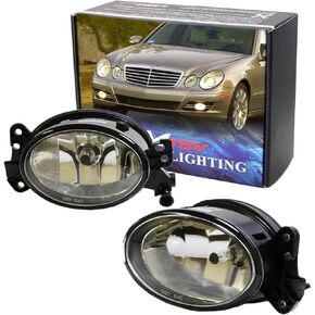 iJDMTOY Oval Shape OE-Spec Fog Light Lamps w/Halogen Bulbs Compatible with Mercedes-Benz C E R CLS ML Class, etc (Replace OEM# 1698201556)