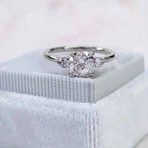 2CT Engagement Ring for Women Radiant Cut Cubic Zirconia Wedding Band CZ Promise Anniversary Ring Size(5-11) silverA-6