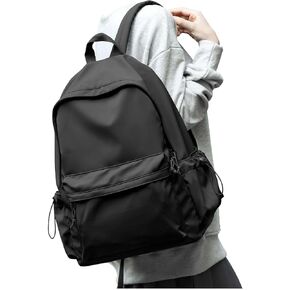 Black School Backpack for Girls Women Waterproof High School Book Bag Cute Backpack for Men Teens Boys, Lightweight Simple Middle School Back Pack Daypack