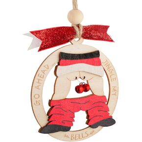 Funny Christmas Ornament – 3.9 Inch Wooden Dirty Santa Gifts with Red Bells – Naughty Ornament for Adults, Inappropriate Christmas Ornaments for Gag Gift Exchange & Unique Christmas Ornaments 2024