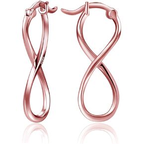 Infinity Earrings Rose Gold Plated Sterling Silver Infinity Hoop Earrings Figure 8 Twisted Earrings for Women Jewelry