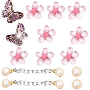 Cute Flowers Shoe Charms Women Girls, Bling Butterfly Shoe Charms Decoration Pearl Designer DIY Accessories for Adults Teen Slippers Sandals Bags