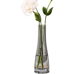 Handmade Blown Glass Art Bud Vase Clear Small Decorative Flower Vase Single Stem Vase Bottle for Centerpieces Wedding Party Home Table Decor (Gray)