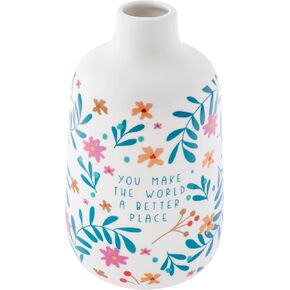 Karma, White Small Bud Ceramic Flower Vases for Rustic Home Decor, Mini Vases for Modern Farmhouse Decor, Living Room, Mantel and Entryway Decor, Love You