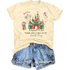 These are A Few of My Favorite Things Christmas Shirts for Women Merry Xmas Tree Tee Snowflake Holiday Tops 2024