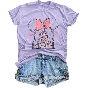 Women Magic Kingdom Shirt Castle Graphic Shirts Casual Family Vacation Holiday T Shirt Cute Short Sleeve Tee Top