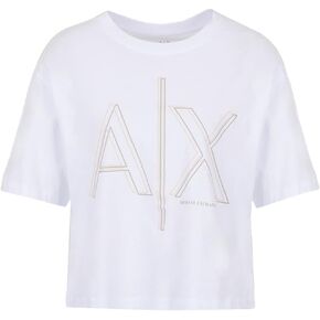Armani Exchange Women's Ax Outline Logo Print Cropped T-Shirt