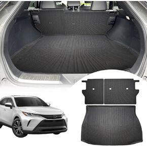 Cargo Liners Backrest Mat for Toyota Venza Accessories 2021-2024 with Hook&Loop Rear Trunk Mat Rear Seat Back Cover Protector All Weather Anti-Slip Split Dog Liner 3 PCS