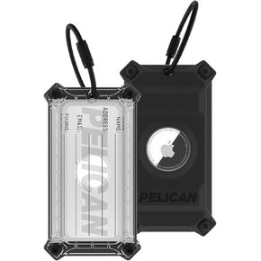 Pelican AirTag Tracker Luggage Lock - Travel AirTag Holder Luggage Tag for Suitcases with TSA-Approved Cable Lock, 2-Piece AirTag Installation, Grade 5 Titanium Plate Luggage Tracker -Brushed Titanium