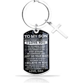 To My Son Keychain From Mom Dad Inspirational Keychain Gifts For Son Men Best Son Ever Gifts I Love You Keychain Gift for Him Boys Birthday Valentines Graduation Gifts