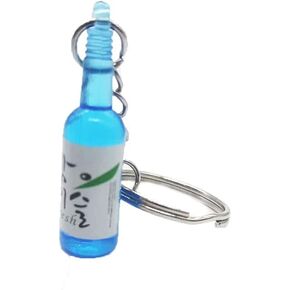 Soju Cans Keychain,Soju Bottle Keychain Simulation Resin Beer Trinket Car Keyring Pendant,Keychains and Charms Accessories (Blue)