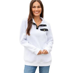 Tickled Teal Women's Snap SweatShirt Long Sleeve Pullover Top