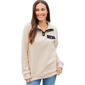 Tickled Teal Women's Snap SweatShirt Long Sleeve Pullover Top