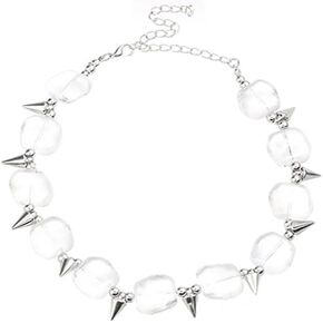 Punk Spike Choker Necklace for Women Men Clear Acrylic Geometric Beaded Ball Statement Necklace Personalized Goth Jewelry Gifts Chain Adjustable in Kuwait