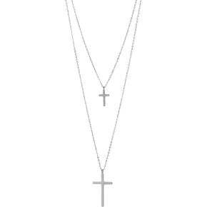 قلادة صليب مزدوجة للنساء، سلسلة من طبقات من الفولاذ المقاوم للصدأ، مجوهرات أنيقة، هدايا عيد ميلاد، تخرج، عيد الميلاد in Kuwait