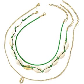 Bohemian Shell Necklace Gold Plated Ocean Wind Seashell Choker Layered Starfish Conch Beads Summer Beach Necklace for Women Jewelry