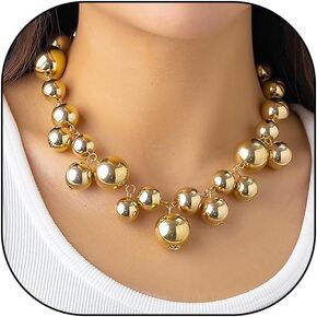 Chunky Cluster Pearl Statement Necklace for Women,Charming Exaggerated Large White Beaded Choker Necklace,Aesthetic Anniversary Jewelry Gift