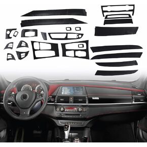 GXARTS Black 3D Carbon Fiber Car Interior Decor Kits Trim Sticker Compatible with BMW X5 E70 X6 E71 2008 2009 2010 2011 2012 2013 2014