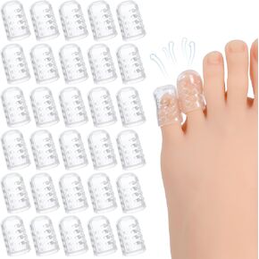30 Pcs Silicone Toe Protectors Anti-Friction Gel Toe Protector Toe Sleeves Breathable Toe Covers for Men Women Little Big Pinky Toe Protector Toe Caps Toe Guards for Feet Blisters Ingrown Calluses